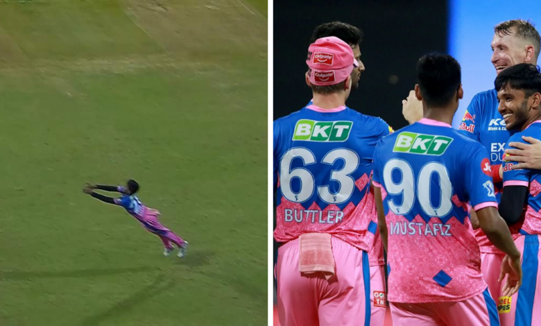 જુવો ગુજરાતી સુપરમેન, હવામાં ઉડતી ચેતન સાકરીયાએ નિકોલસનો કેચ પકડ્યો