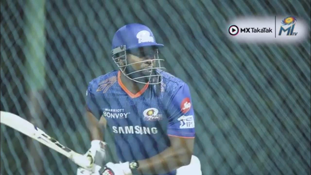 આઇપીએલ: જુવો મુંબઈનો ખતરનાક ખિલાડી કિરોન પોલાર્ડનો નેટ પરનો અભ્યાસ